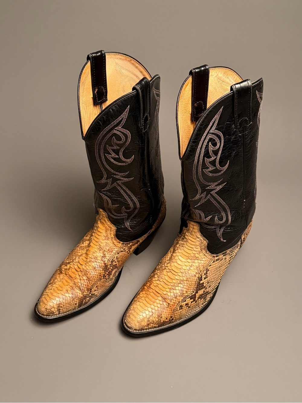 Men's Black & Tan Exotic snake skin - python Western Cowboy Boots